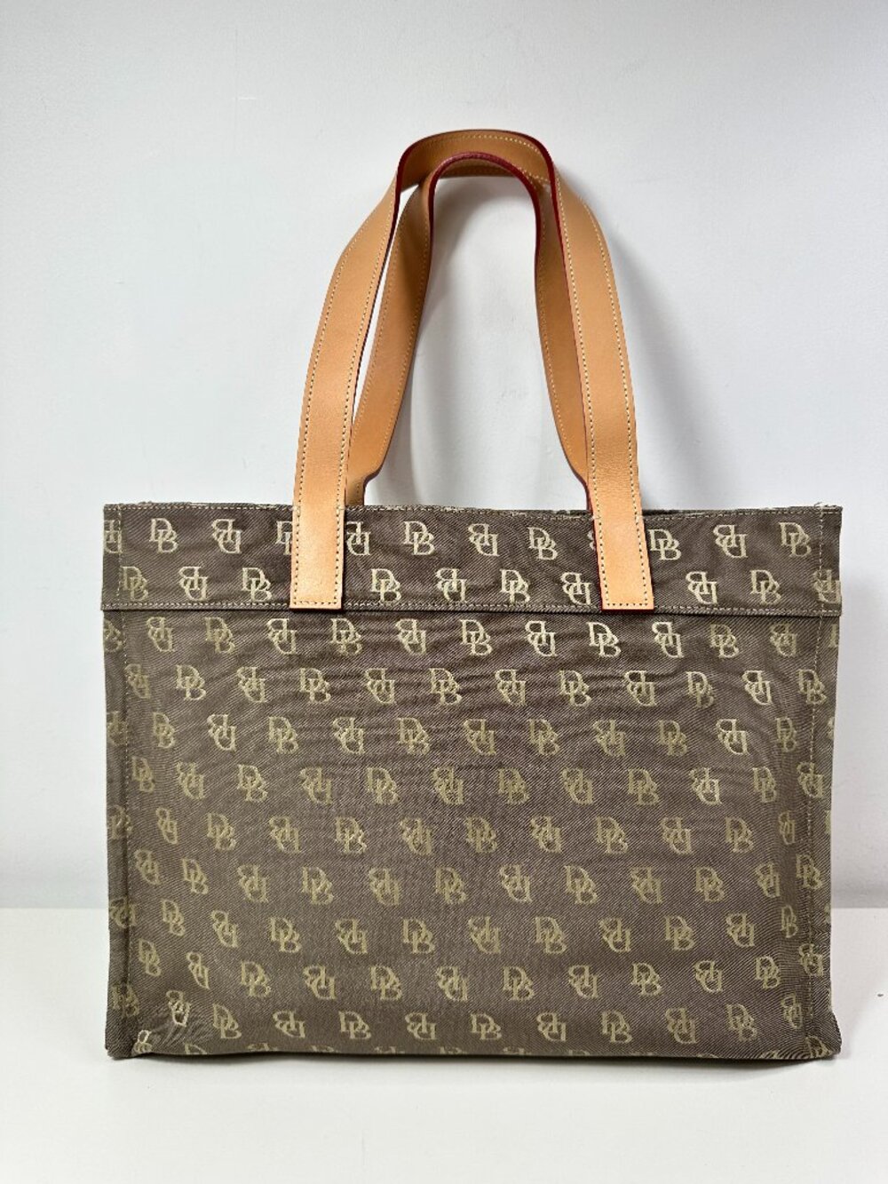 New Dooney & Bourke Vintage Tote Bag Monogram Canvas Leather Double Handle Purse - Picture 1 of 16